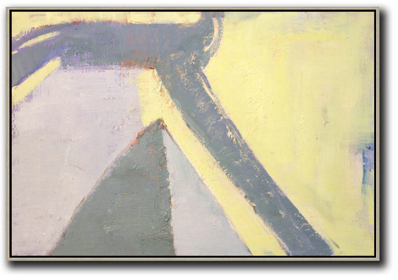 Big Canvas Painting,Oversized Horizontal Contemporary Art,Original Abstract Painting Canvas Art,Yellow,Grey,Purple.Etc